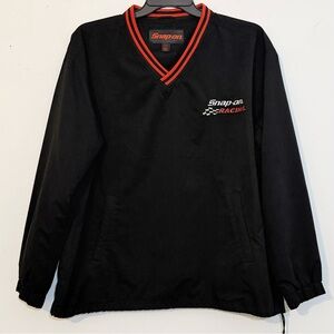 Snap-on Racing Pullover Windbreaker V-Neck Black Red Mens M